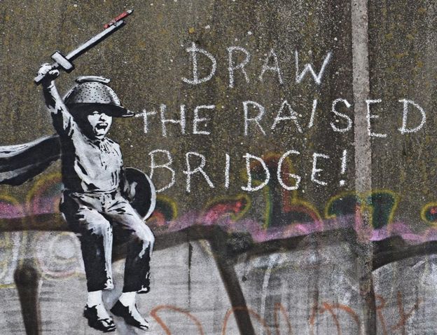 This painting was sprayed onto a permanently raised bridge in Hull