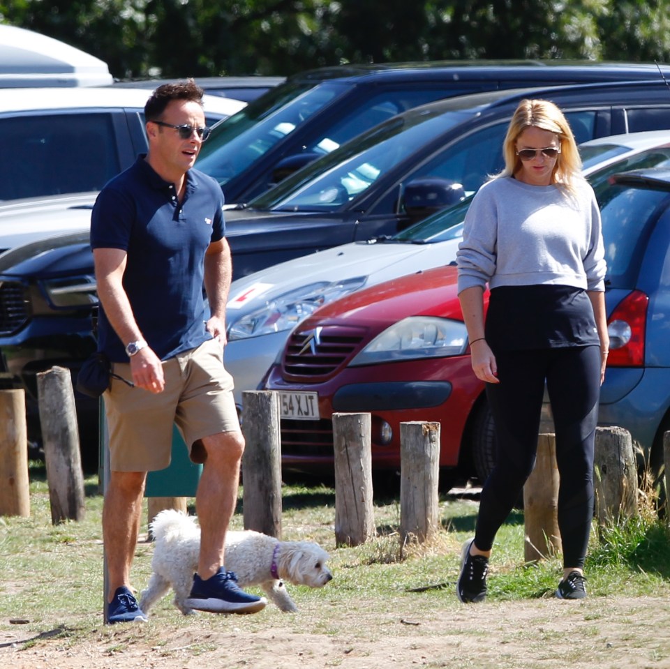 Anne-Marie opted for some practical activewear including black leggings and a grey midriff jumper