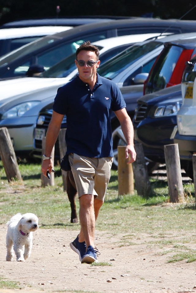 Ant rocked some normcore chic in classic shorts and polo shirt on their walk