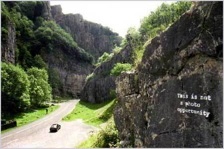 This mural in scenic Cheddar Gorge is said to be still visible