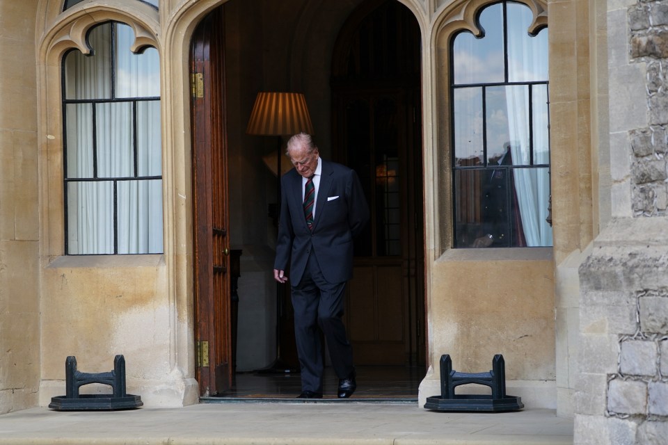 The Queen's husband arrived on the steps of the Equerries' Entrance