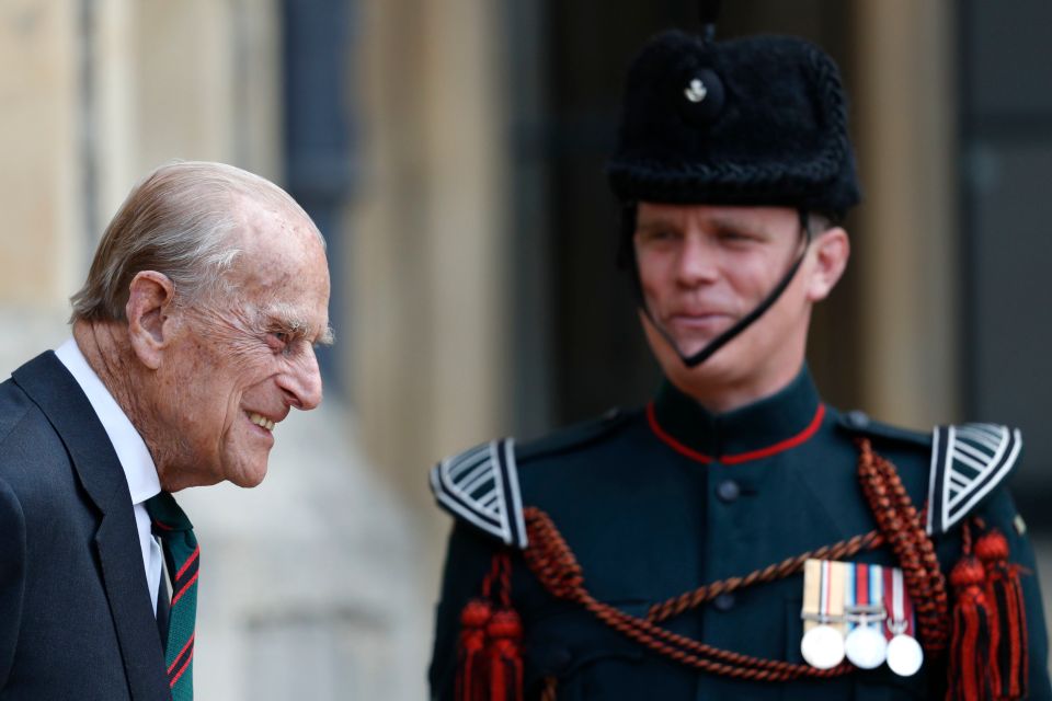 Prince Philip joked with Lance Corporal Colin Streetin about keeping in shape