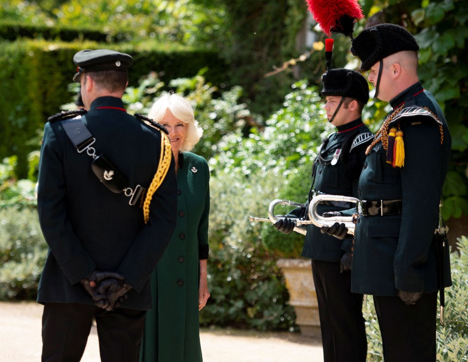 Camilla met the buglers and a small party from 4th Battalion The Rifles