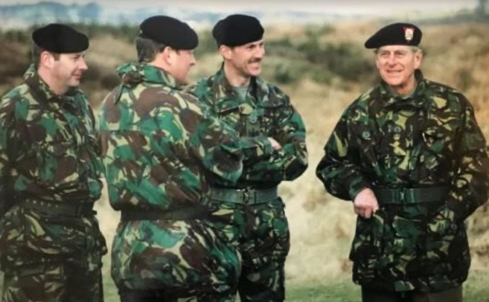 Prince Philip is seen here in camouflage as part of his role as The Rifles’ Colonel-in-Chief 