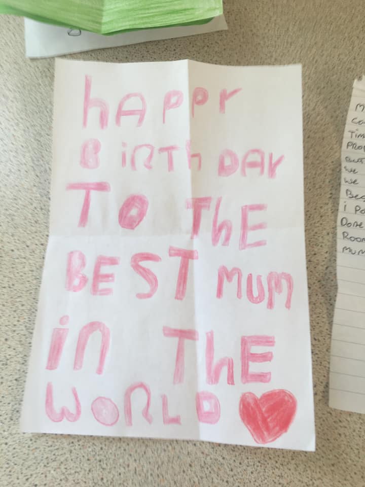 Bowers' birthday card to his mum 