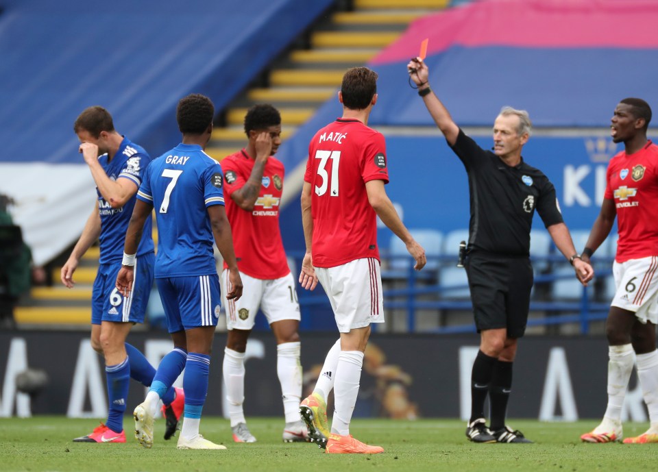 Jonny Evans was given his marching orders for a nasty challenge