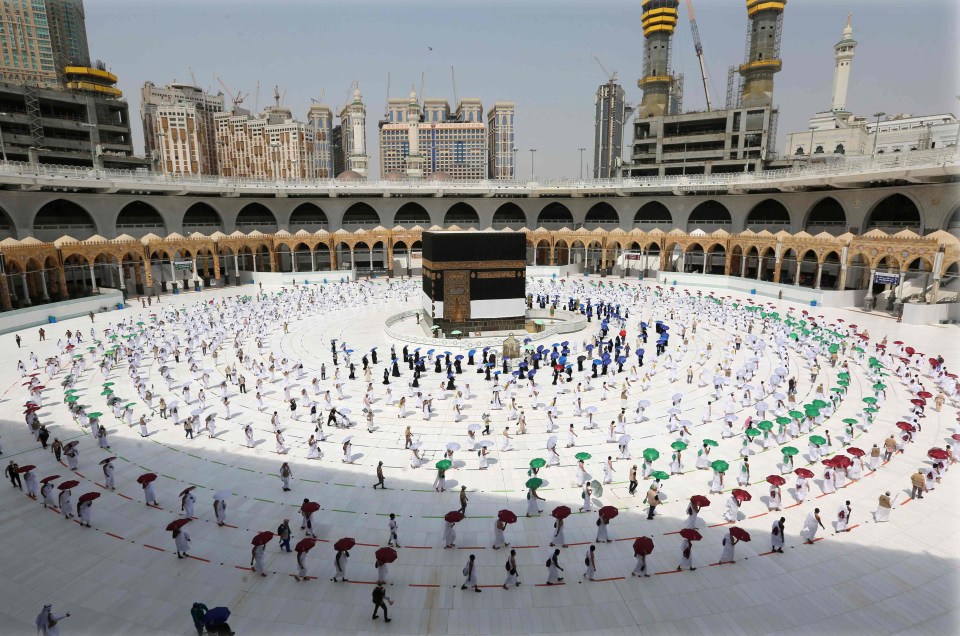  Pilgrims gather at the Grand Mosque in the holy city of Mecca today