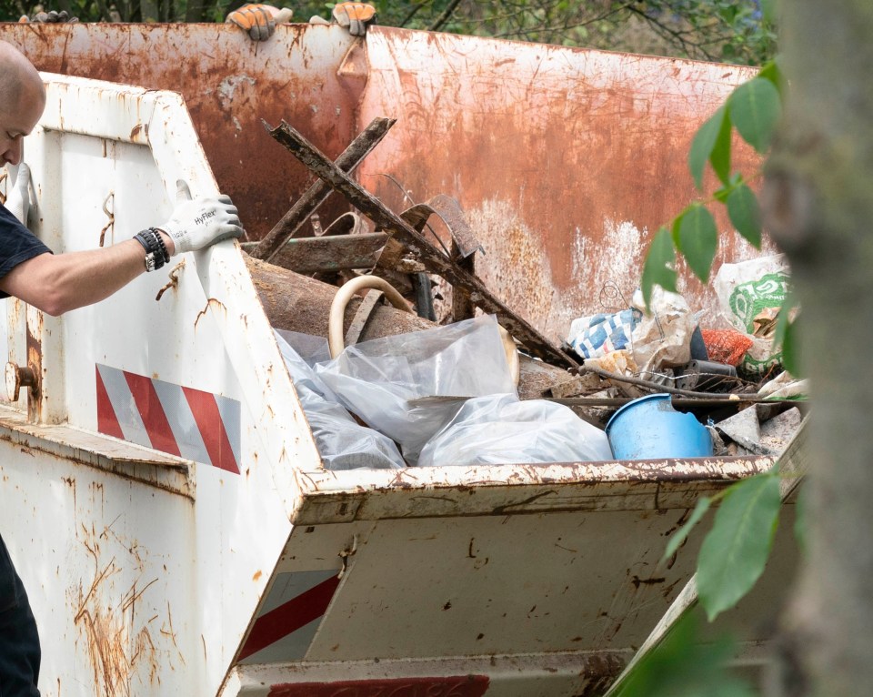 Items from the site began filling up the skip 