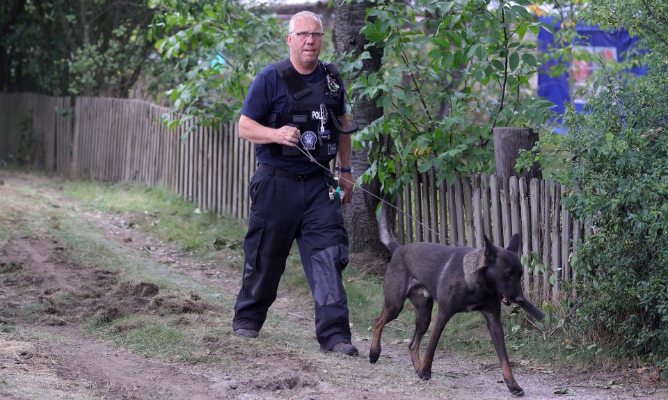 Police officers used sniffer dog as well as radar equipment at the site