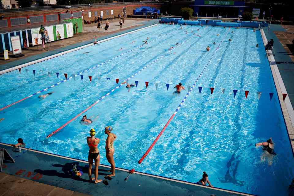 Swimmers this morning at Charlot Lido in South East London