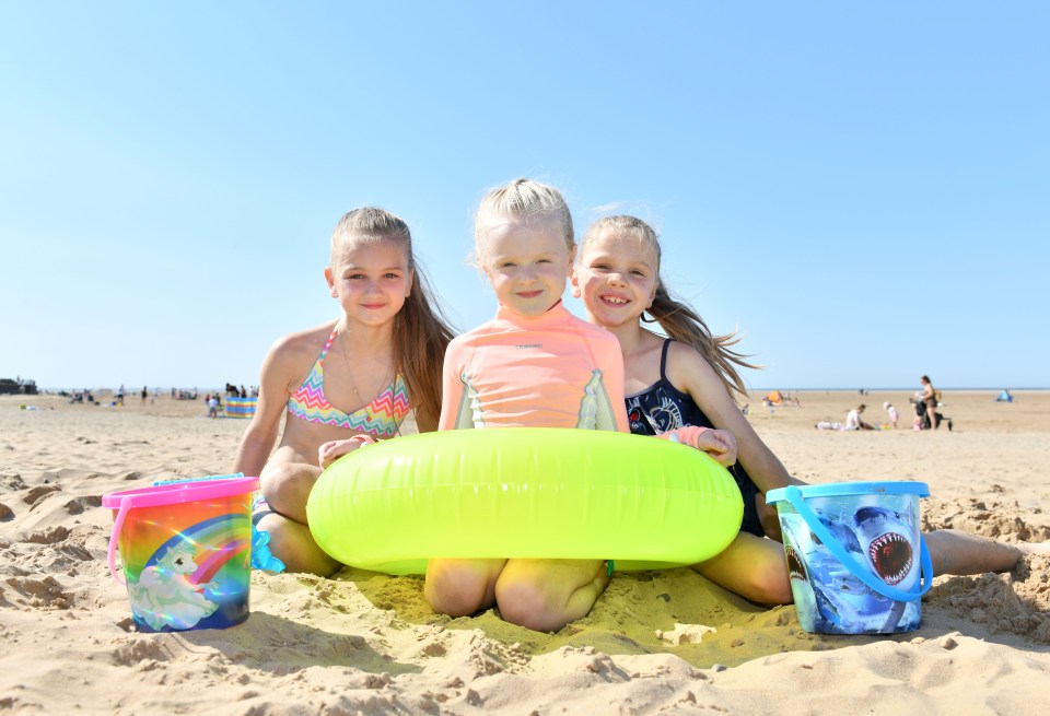 Sisters Lucia, Nancy and Annabelle Sutcliffe, from Leeds, gave fun at St Annes Beach