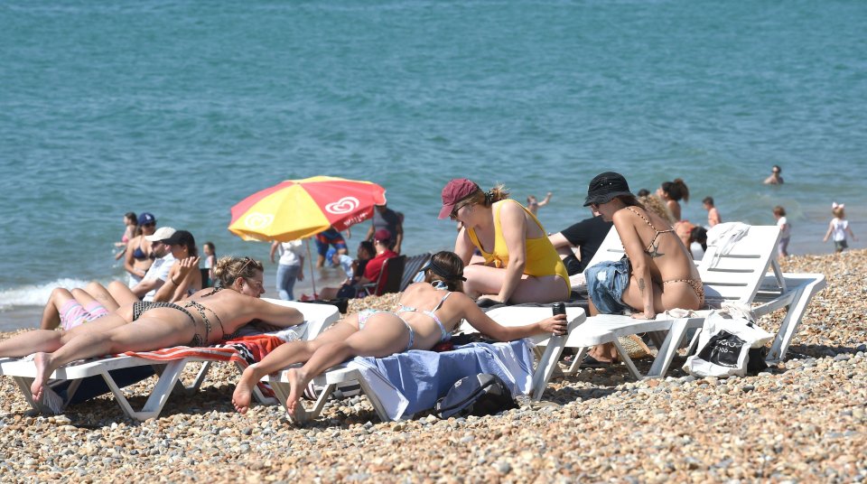 Sunbathers at Brighton beach