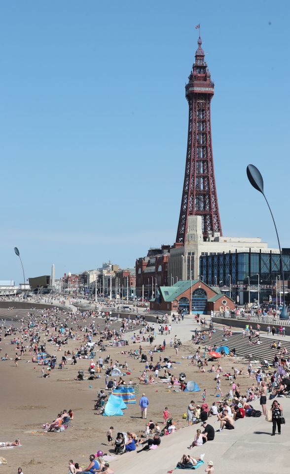 Beachgoers flocked to the seafront in Blackpool