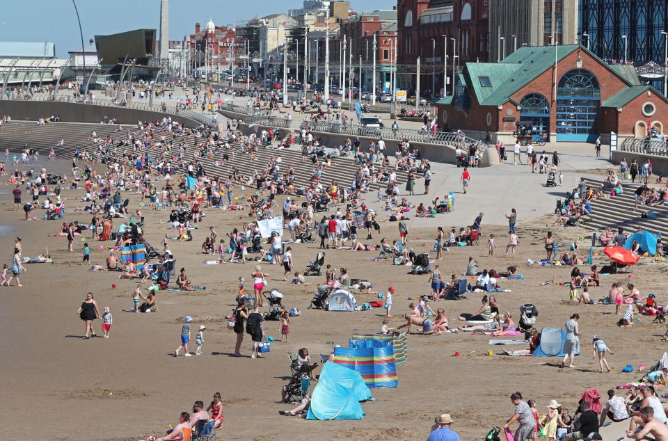 Blackpool beach has swapped its usual chilly winds for a tropical breeze