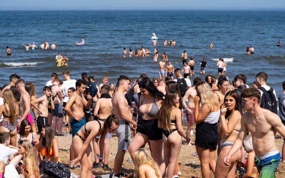 Portobello beach outside Edinburgh was heaving with sunseekers