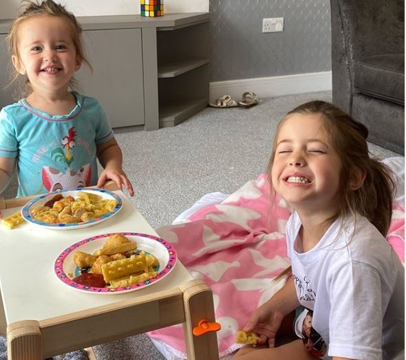 Ella and Mia can also enjoy breakfast in the comfort of their living room 