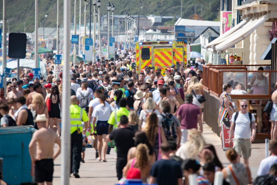 There was a police presence at Bournemouth beach after concerns were raised about the number of people