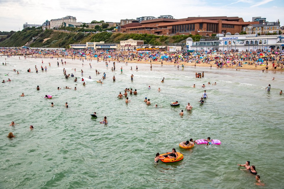 Swimmers at Bournemouth beach