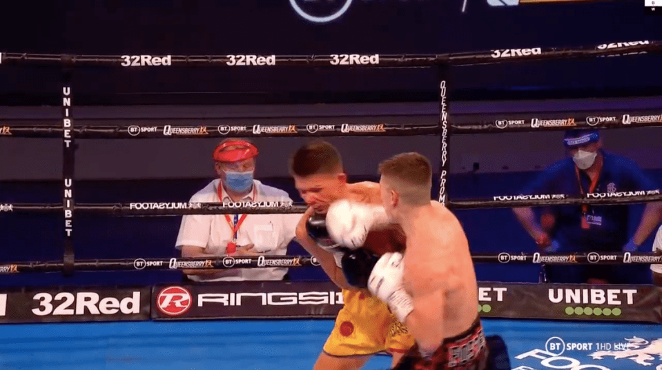 Foster lands a counter right hand on challenger Beech 