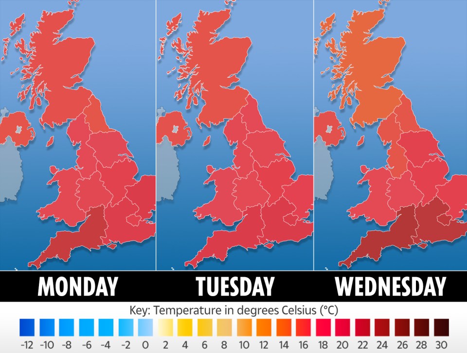 Britain is set to bask in temperatures of up to 24C