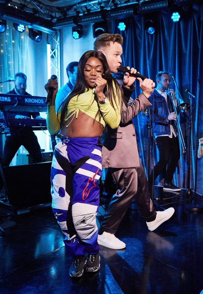 Lady Leshurr and Olly Murs performing for Happy Hour in 2018