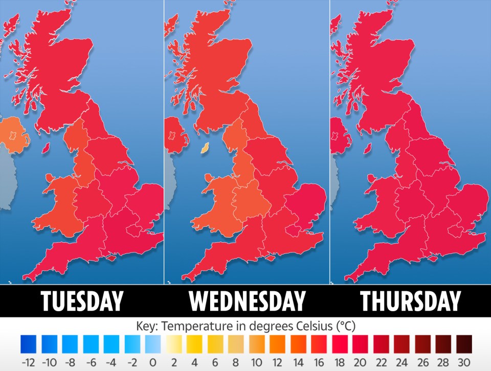 The weather forecast for the next few days