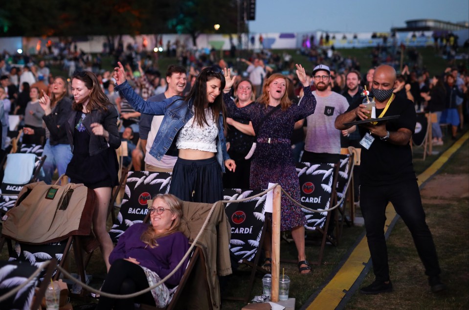 German music fans attend a socially distanced gig at Bonn Live Kulturgarten Open Air Festival