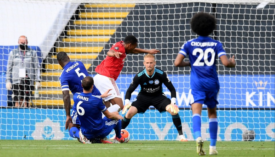 Anthony Martial was hacked down in the box to win the penalty