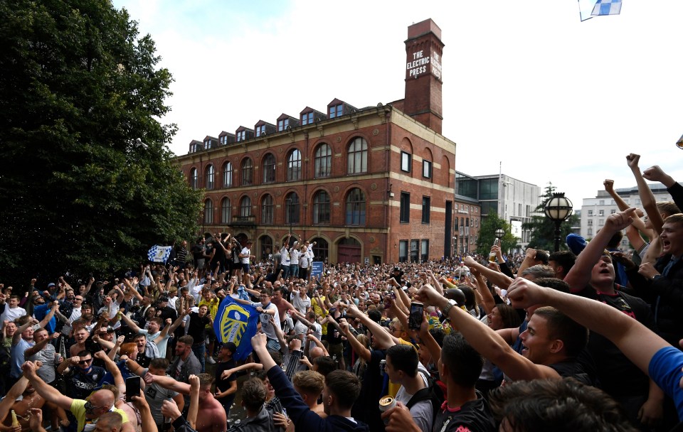 But the party turned ugly after some Leeds fans hurled bottles at officers