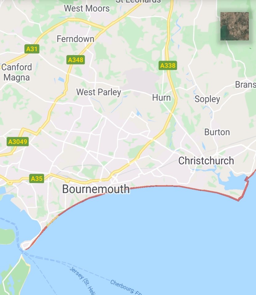 A red line was shown on the Bournemouth beach check app