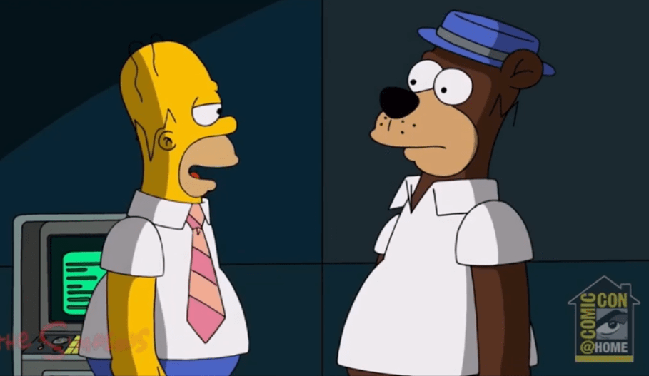 The first look at The Simpsons Halloween special sees Homer turn into Yogi Bear after a candy binge