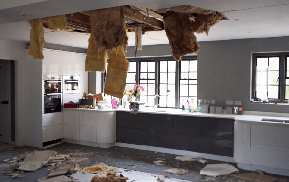 The kitchen ceiling caved in after taps were left running