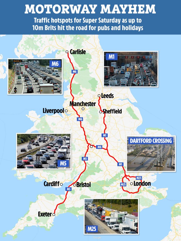 Mayhem is expected on the roads across England today 