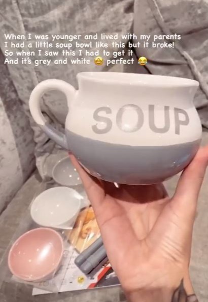 Mrs Hinch took to Instagram to show off her huge Poundland haul including this cute soup mug