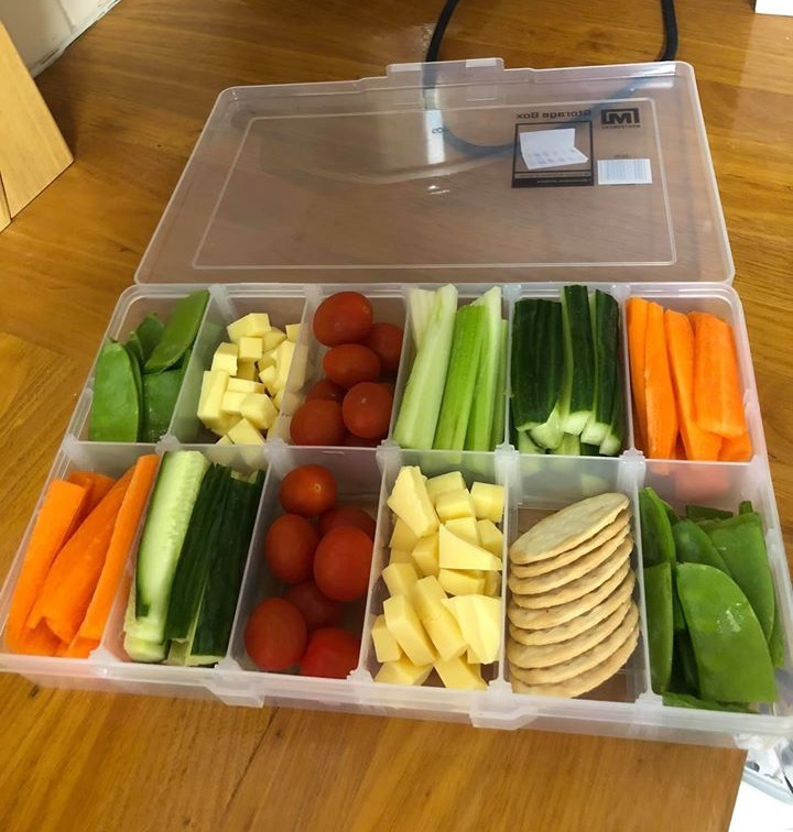 This mum filled each compartment with a selection of cut up snacks