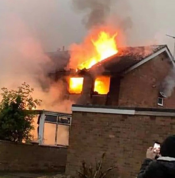 No one was injured in the blaze after the family and neighbours evacuated safely