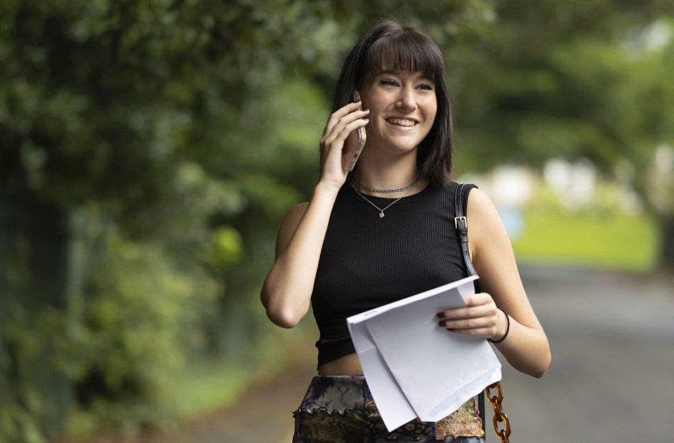 Holly Cuttiford with her A Level results at Ffynone House School