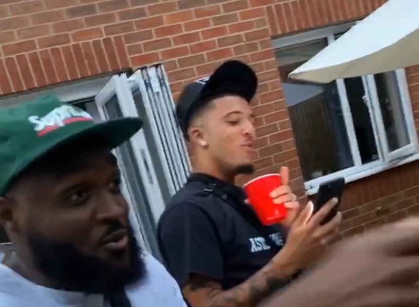 Jadon Sancho was spotted at a house party in the UK on Saturday night hosted by rap duo Krept and Konan