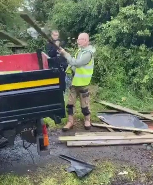 Two workers were caught fly-tipping