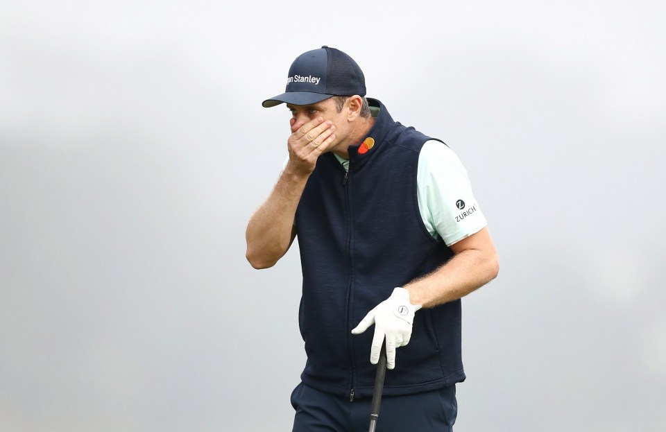 England's Justin Rose is not too happy with his tee shot at the 16th hole