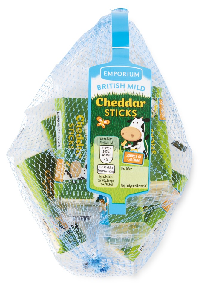 The Mini Cheddar Sticks are small bite-sized pieces perfect for the lunchbox - and only 99p