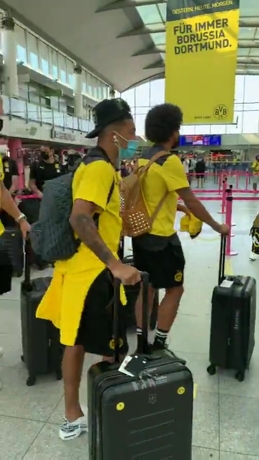 The 20-year-old was pictured in the check-in queue with his teammates