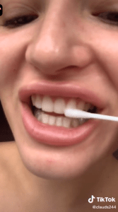  Claudia Snell, 18, posted a video on TikTok showing how she uses the chemical to whiten her teeth