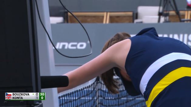 Konta needed medical treatment during her loss to Bouzkova