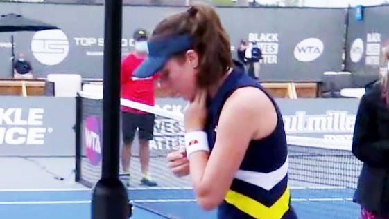 Konta checks her pulse after suffering heart palpitations