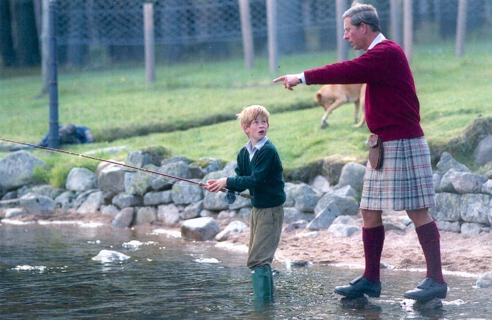 Prince Harry, pictured, and Prince William were taught how to fly fish by Prince Charles