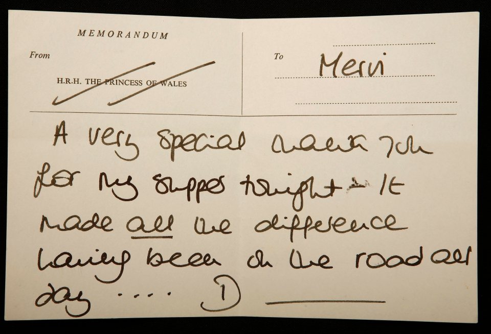 Princess Diana showed her gratitude for the chef with postcards 