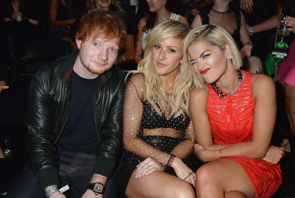 Ed, pictured with Ellie Goulding and Rita Ora, reveals he struggled to cope with fame after being thrown into superstardom in his early twenties