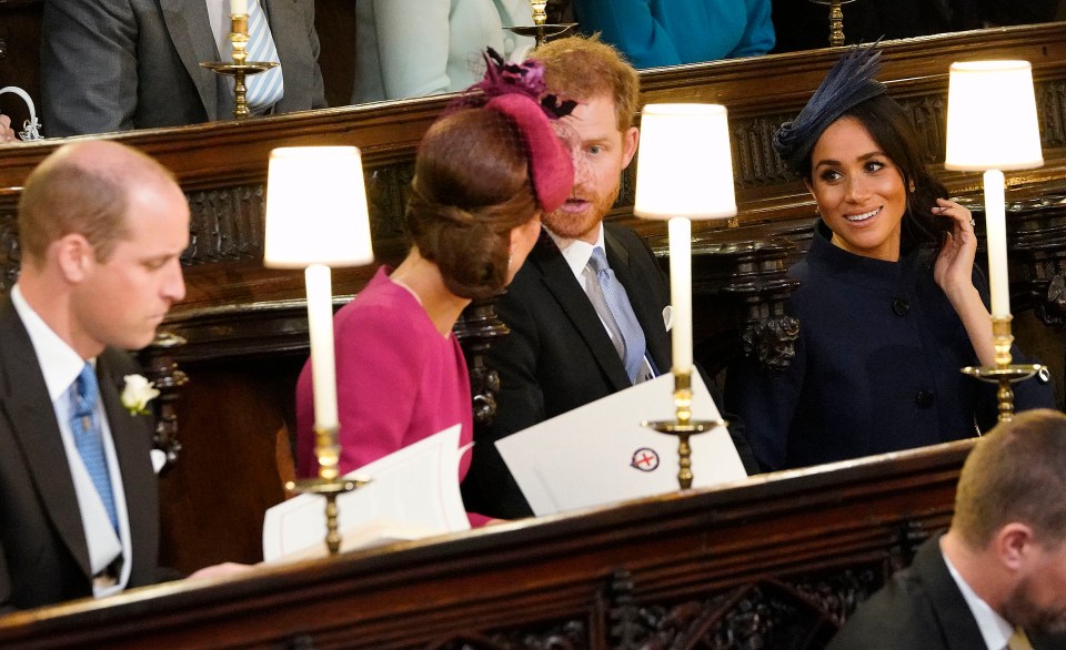 Kate Middleton is seen chatting to the couple, who were expecting their first baby at the time