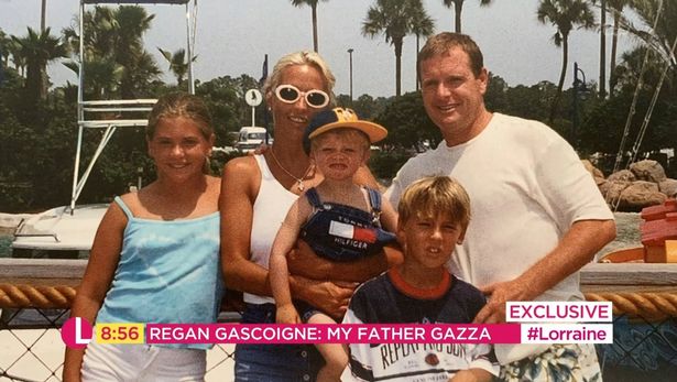 Paul Gascoigne pictured with ex-wife Sheryl, his son Regan and Sheryl's kids Bianca and Mason